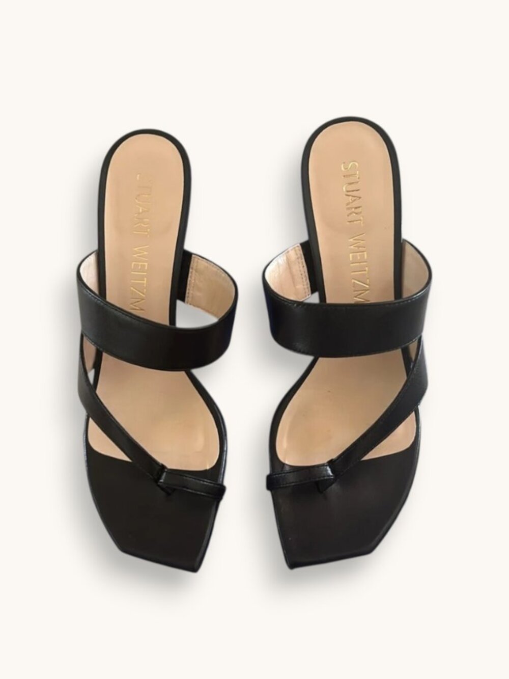Stuart Weitzman Lyla 75 Sandals, Black Leather, Size 8 - Picture 2 of 4